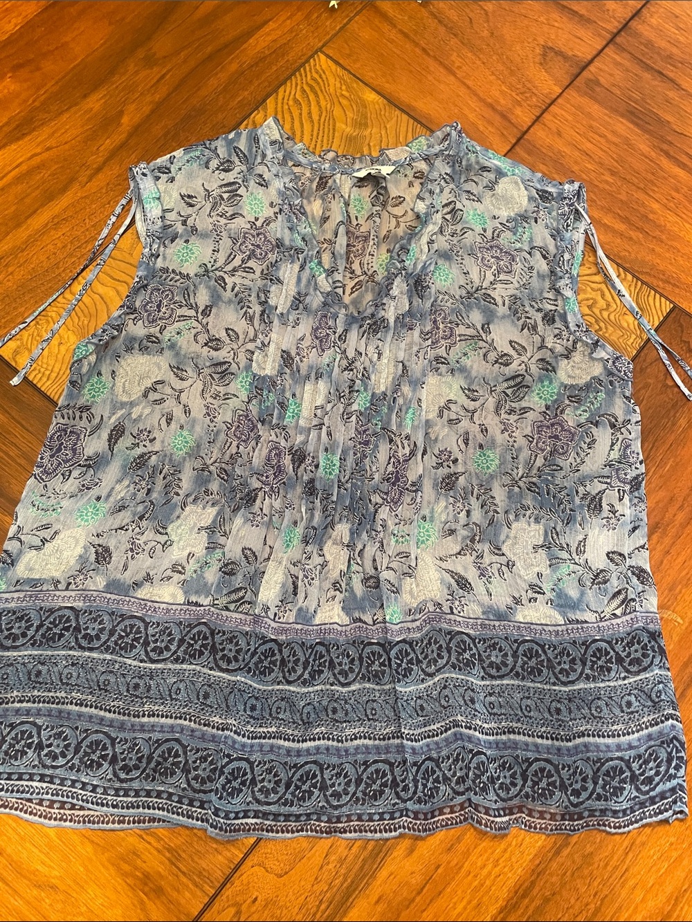 Sonoma Blue Floral Pintuck Tie-Shoulder Camisole C67